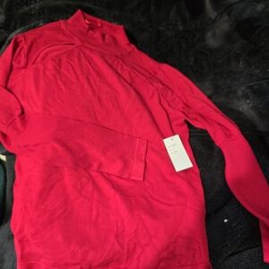Vibrant Red Knit Blouse with Long Sleeves